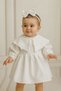 Baby Girl Child Off-White Crepe Fabric Flower Detail Mevlüt Special Day Birthday Dress