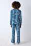 Cotton Blue Leopard Petrol Green Trousers Pajama Set - 5