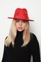 Red Panama Fedora Hat - Stylish Design with Wide Brim and Elegant Metallic Accessories Spk1145 - 7