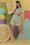 Women's Zigzag Pattern Shirt Shorts Set Green 67750