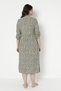 Women's Woven Viscose Fabric Patterned Dress / Green 35096 - 8