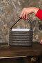 Women's Anthracite Stone Evening Dress Wedding Bag with Handle and Chain Strap