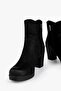 Women's Hero Black Genuine Suede Leather Daily Heeled Boots. - 4