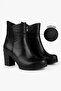 Women's Hero Black Genuine Leather Daily Heeled Boots