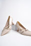 Stiletza Model Women's Beige Patent Leather Buckle Detailed Pointed Toe Stiletto Heels - 3