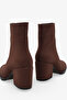 Women's Side Zipper Heeled Daily Boots Selans Brown Suede - 3