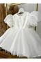 Organza Balloon Sleeve Rhinestone Puffy Baby Kids Dress, Birthday Party Dress - 4