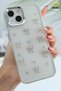 iPhone 14 Case Bow Pattern Transparent Glitter Silver Shiny Cover with Camera Protrusion - 4