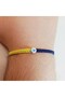 Yellow Navy Blue Heart Fan Bracelet - Handmade Adjustable Lover's Gift Macrame Bracelet - 7