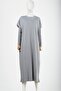 Cuff Sleeve Knitwear Dress Gray