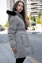 Beige Pocket Detailed Fur Inside Removable Hooded Girl's down Coat 21336 - 8
