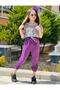 Blouse Pants Buckle 3-Piece Summer Girl's Top and Bottom Set - Holiday Wear - 4