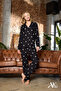Women's Pajama Set with Polka Dot Pattern, Buttoned, Black Color, Long Sleeve, Pocket Detail, Suede - 5