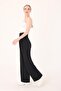 Women's Black Double Button Linen Palazzo Trousers - 5