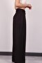 Woman's black linen pleated detailed palazzo pants - 3