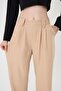 Women's Mink Linen Buttoned High Waist Palazzo Trousers - 3
