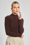 Women's Draped Long Sleeve Blouse - Brown