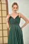 Women Emerald Green Lurex Fabric Strap Long Evening Dresses Nbs9276 - 3