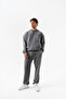 Unisex Anthracite Washed Kangaroo Pocket Hooded 100% Cotton Oversize Fit Tracksuit Set