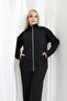 Women's Plus Size Zippered Long Sleeve Comfortable Casual Mock Neck Tracksuit Set - 6