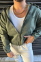Men's Oversize Cut Pocket Zippered Hooded Denim Jacket - 7