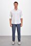 Italian Collar Comfort Fit Plain 100% Linen White Men's Shirt - 6