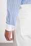 Comfort Fit Striped 100% Cotton Men's Shirt with Lapel Pin - 8