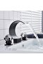 Bathroom Sink Bathtub Jacuzzi Faucet Built-In Matte Black New Stone Model Waterfall 7 Years Warranty Imported - 5