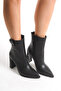 Women's Pointed Toe Heeled Daily Slip-On Boots & Boots Spigo Black - 8