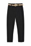 Women's Black Straw Belted Trousers Pants 21Y70840-Black