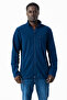 Men's Stand Collar Fleece Navy Blue Pocket Detailed Zippered Soft Textured - 6019
