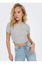 Women's Gray Onlbetty Life Ss O-Neck Short Top Cc Jrs T-Shirt 15311891-Lightgrey - 3