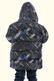 Boy's Cobalt Blue Anthracite Digital Pattern Fleece Water and Windproof Hooded Puffer Winter Coat - 4