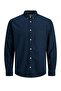 Navy Blue JJEOXFORD Solid Button-Down Oxford Shirt