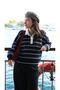 Una Fiaba Navy Blue Three Button Striped Knitwear Shirt Collar Sweater - 2