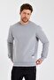 Men's Slim Fit Crew Neck Plain Unprinted 3 Thread Sweatshirt Gray - 3