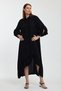 Women's Black Judge Collar Guipure Detailed Long Length Woven Shirt Dress Bcvl-24S50 - 4