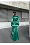 Side Tie Pleat Detailed Satin Evening Dress Emerald 583236 - 4