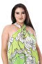 Women's Plus Size Green Halter Neck Unlined Crepe Fabric Dress 65N38323 - 6