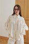 Women's Beige Shirred Shirt with Sleeve Detail
