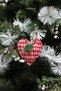 Christmas Ornament Knitted Heart Red White 20 cm