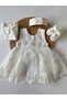 (4 Pieces) 0 4 Months Newborn Baby Mawlid Dress Princess Dress Lace Baby Girl Dress - 3