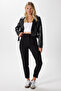 Women's Jeremy Tok Textured Ribbed Black Carrot Pants 5113