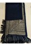 Women's Winter Plaid Wool Shawl - Double-Sided Shoulder Shawl / Oversized Blanket Shawl 70X190Cm - Dark Blue - 6