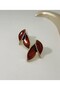 New Women's Gold Color Leaf Vintage Earrings - Modern Design Earrings with Red Stones - 2