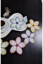6-Piece Glazed Detailed Flower Coffee Side Presentation Cocktail Napkins - 5