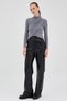 Dark Gray Draped High Neck Long Sleeve Blouse 2379 - 3