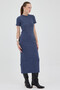 Indigo Short Sleeve F Corded Fabric Tight Dress 8131A - 3