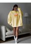 Women's Oversize Sweatshirt Dress Bakery Glazed Donut Printed Yellow – Crew Neck, 3 Thread Fleece - 2