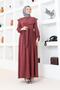 Dried Rose BRC1125 - Hijab Dress with Cape Collar and Sash Detail - 4